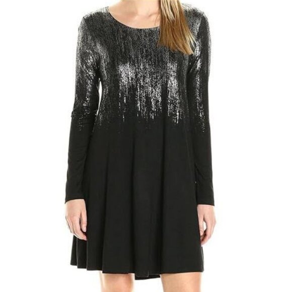 Karen Kane Dresses & Skirts - Karen Kane Elegant Black Metallic Print Maggie Dress Size Large